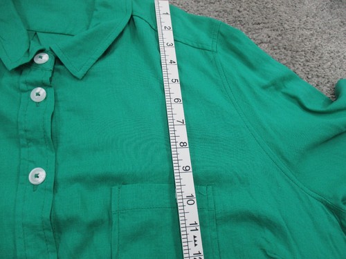 Autograph Blouse/Shirt 22 Collared Button Up Long Sleeve Green Linen - Picture 9 of 16