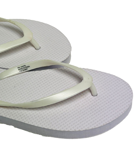 Plain Flips Flops White & Black Thong Summer Beach Pool Holiday Slippers Primark - Picture 4 of 9