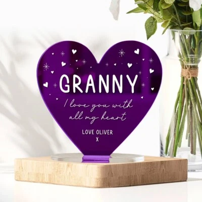 LASER MADE OCCASIONS Personalised Heart For Granny, Birthday, Christmas or Mother's Day Ornament Gift