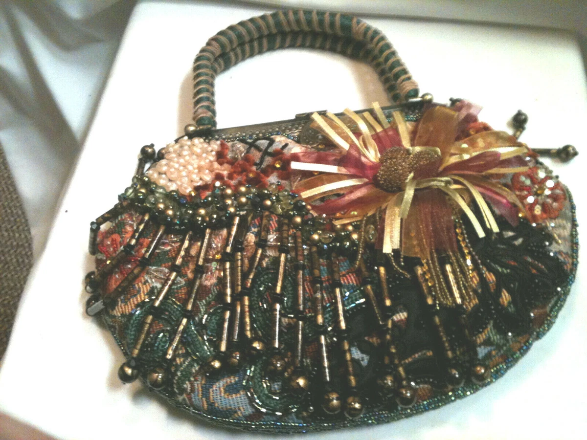 Chico s Amazing Art to Wear Beaded Tapestry Small Handbag Purse