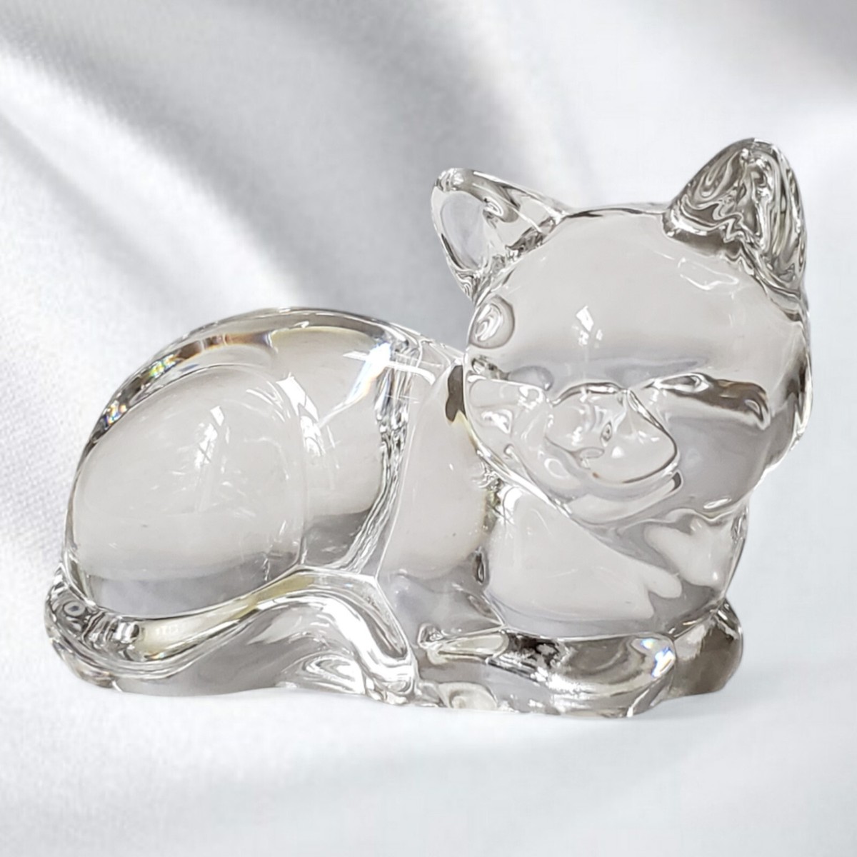 Vintage Princess House Pets Cat Laying Down Figurine 24% Lead Crystal  Germany