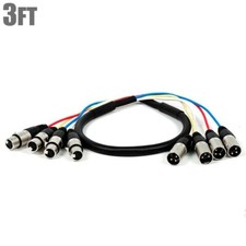 3FT 4 Channel 3 Pin XLR Snake Cable Male to Female Extension Audio Cord M/F