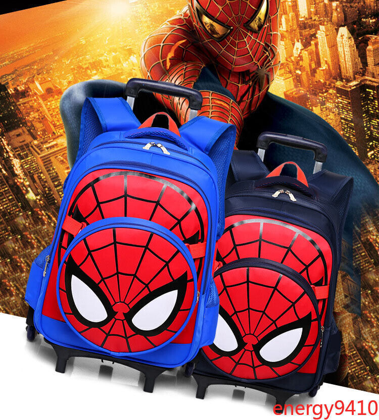 Mochila de nailon Spiderman para niños bolsa trolley maleta con ruedas equipaje regalos dibujos animados