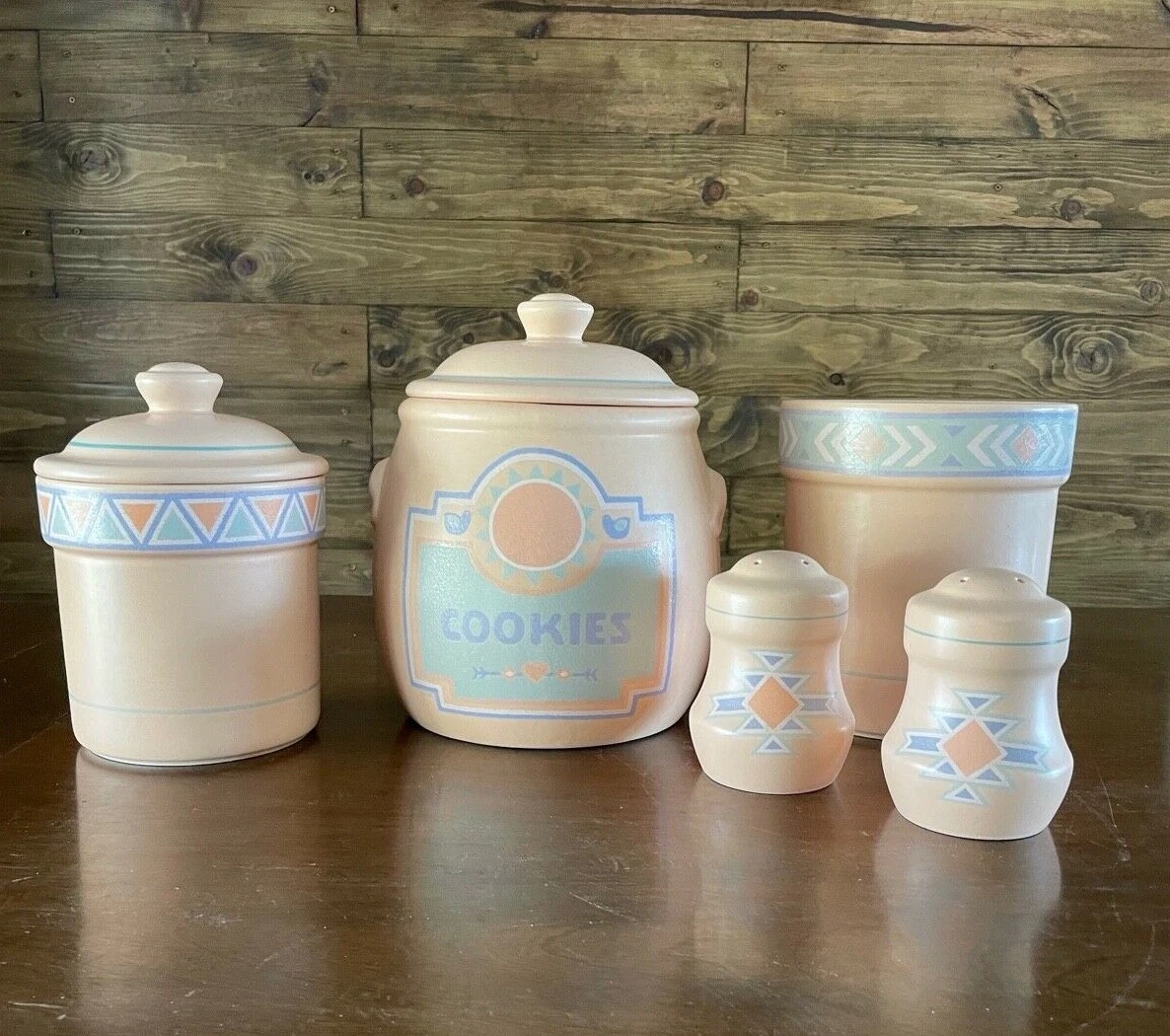 Vintage Treasure Craft Southwest Cookie Jar Salt Pepper Shakers Canisters Set