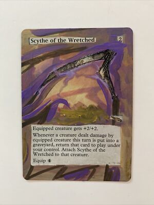 Scythe Of The Wretched Mirrodin Hand Painted Extended Border Alter Art MTG Magic
