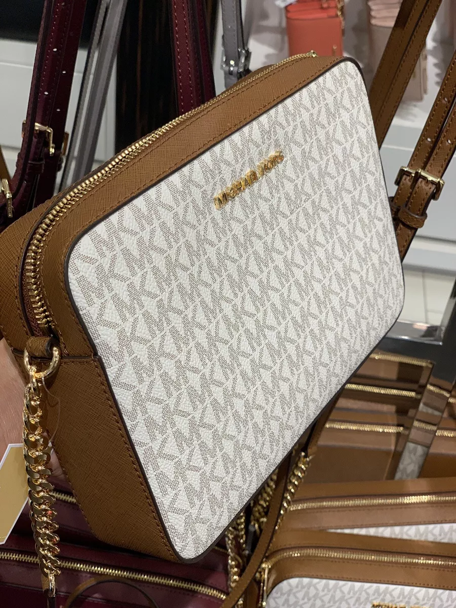 Michael Kors Bags | Michael Kors Vanilla Jet Set Crossbody Bag | Color: Brown/Cream | Size: Os | She_Love0430's Closet