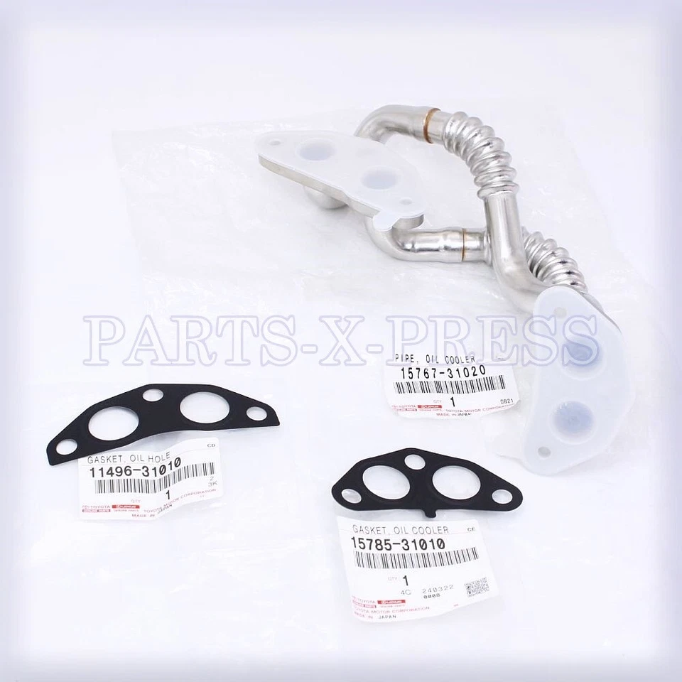 GENUINE OEM TOYOTA VENZA LEXUS RX350 ENGINE OIL COOLER PIPE WITH TWO GASKETS SET Foto 3 de 4