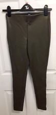 Joules 'Harriet' Dark Olive Faux Leather Jersey Hybrid Leggings Size 8