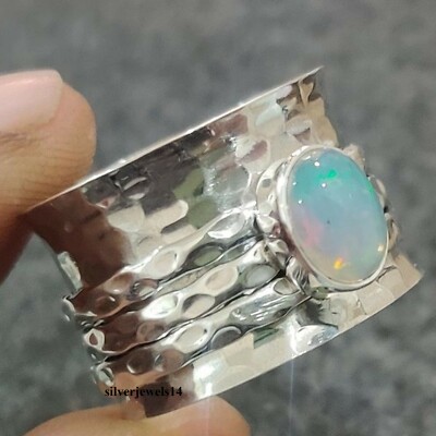 Ethiopian Opal Spinner Ring 925 Sterling Silver Ring Handmade Jewelry Gd9775