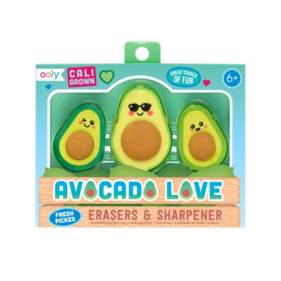 Ooly Eraser & Sharpener   Avocado Love Eraser & Sharpener Set Age 6+ 04821