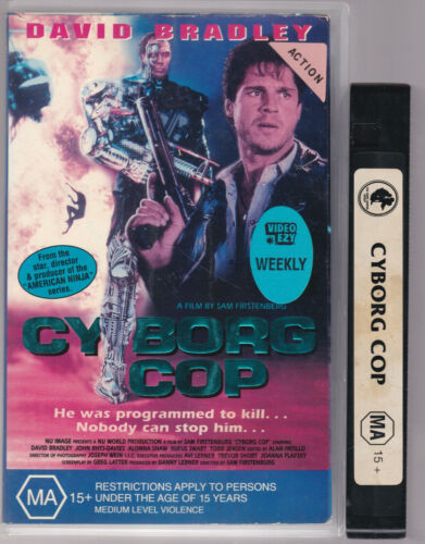 RARE VHS CYBORG COP Big Box Ex-Rental Video Tape Video Ezy David Bradley - Afbeelding 1 van 1
