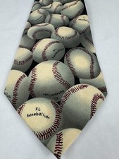 Classic Baseball Sports Theme Men  s Necktie Polyester 58" x 3.75  