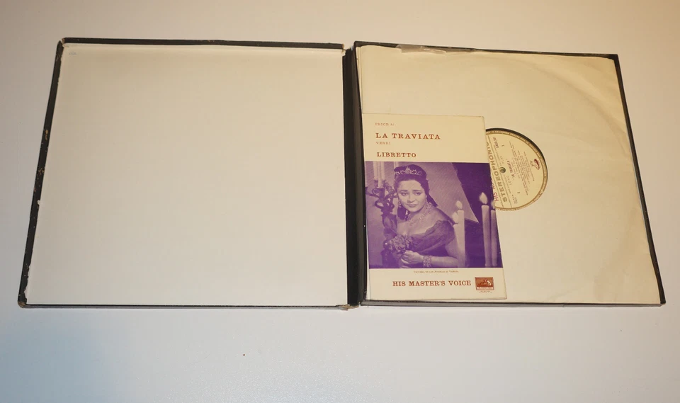 Verdi - La Traviata - De Los Angeles / Serafin 1960 Stereo 3x12" LP Box Set HMV - Image 2 of 4