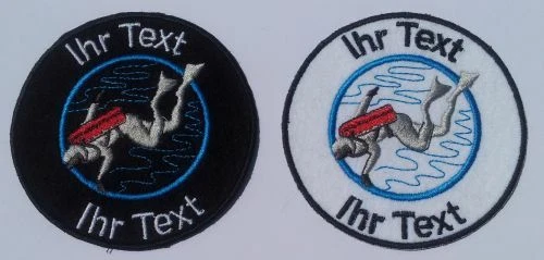 LADREAS Tauchen Tauchsport Aufnäher mit Wunschtext Neopren Patch 8cm (28-1)