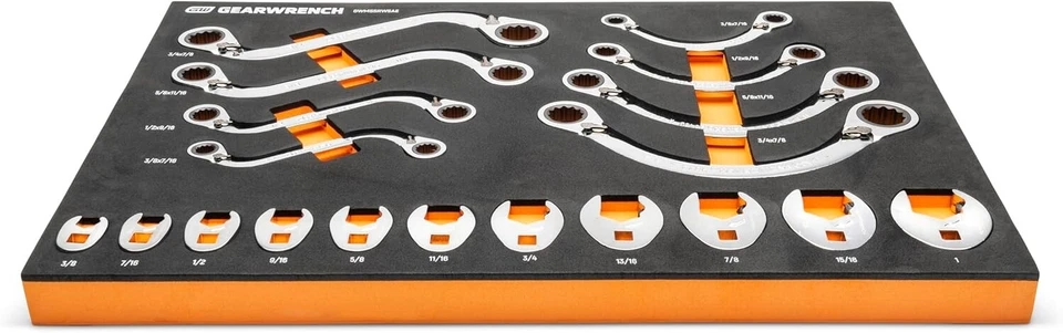 Juego de llaves SAE de trinquete especial de 19 piezas en bandeja de almacenamiento de espuma - G Foto 4 de 4