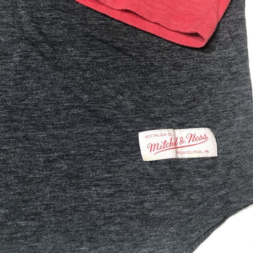Mitchell & Ness Blackhawks Henley Shirt S Vintage Hockey NHL Chicago Grey Red - Picture 3 of 7