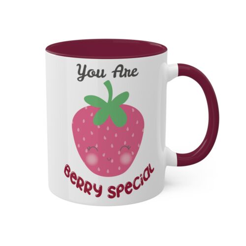 You Are Berry Special Mug 11 oz Accented Kawaii Strawberry Valentines Day Gift - Afbeelding 1 van 13