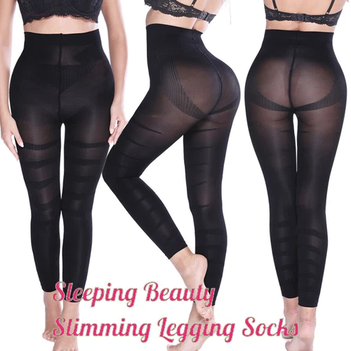 Anti-Cellulite Compression Leggings Leg Shaper High Waist Pants Sleep Shapewear - Picture 1 of 22
