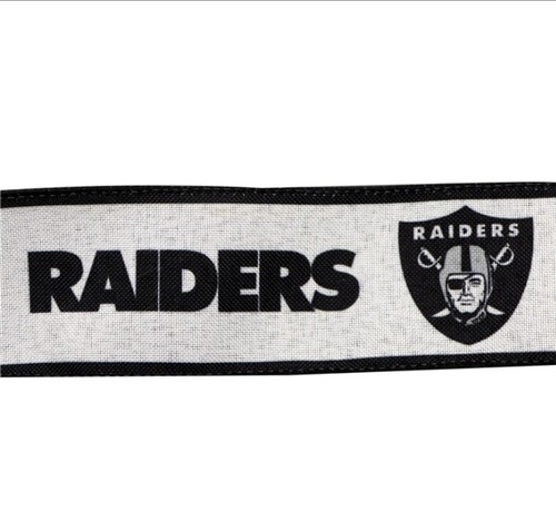 2 INCH Raiders Wire edge craft Ribbon Flax printed Wired Las Vegas Football - Picture 2 of 3