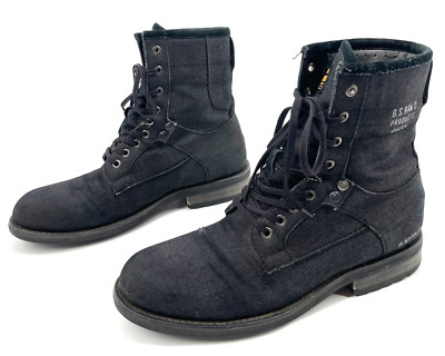 G-STAR Raw D Products Men's US 10 EU 43 Powell Lace-Up Black Combat Boot denim