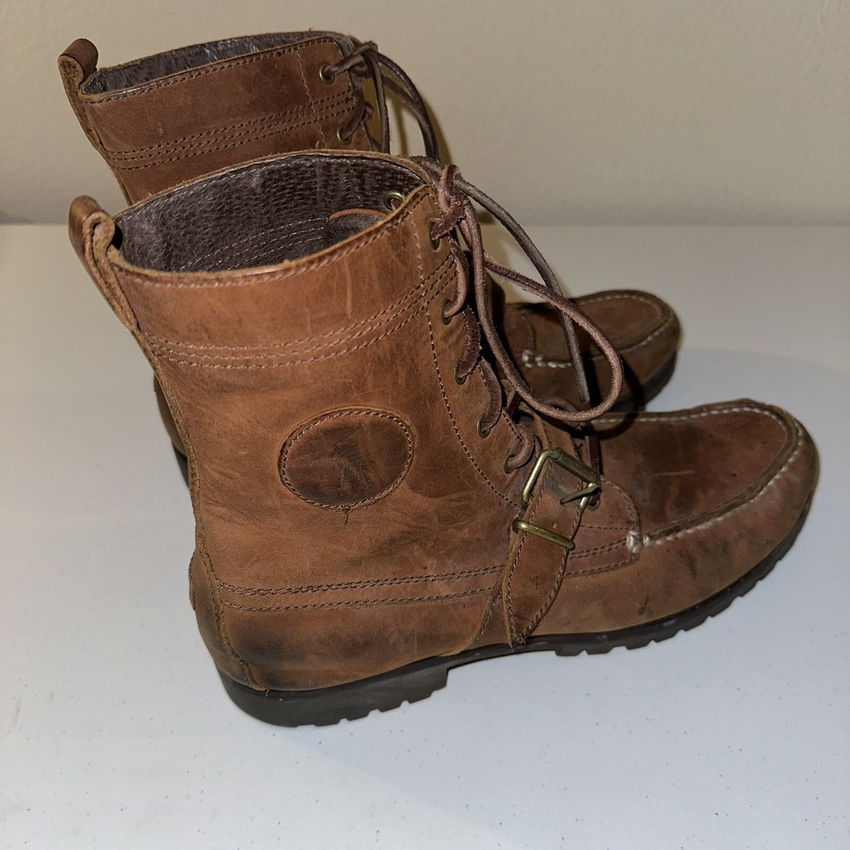 Polo Ralph Lauren Brown Leather Ranger Boots Size 11 D  display picture 1