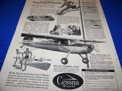 1948 CESSNA 120/140 ''TRAVELING HUSBANDS..''..1-PAGE SALES AD..(888HH)