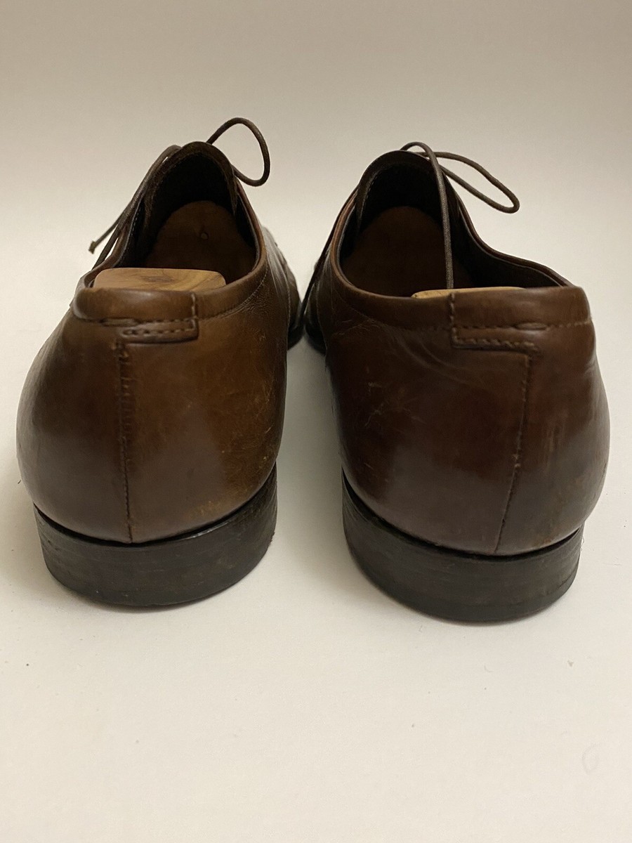 Prada Milano Men Dress Shoe 11 E Leather Lace Up Brown  display picture 3