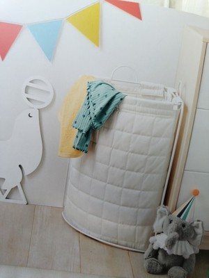 Pillowfort Quilted Hamper Collapsible Corner Laundry Basket White