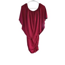 Burgundy Cape Sleeve Dress Drape Detail Off Shoulder Party dress