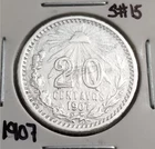 1907 Mexico 20 Centavos Silver — photo from another recent sale