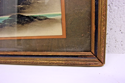 Antique Japanese landscape painting featuring Mount Fuji 1868-1912