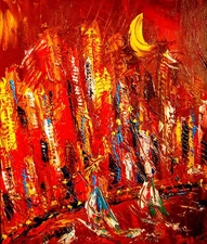 CITYSCAPE   VIEW  ABSTRACT  ART PAINTING BY MARK KAZAV