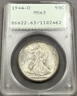 1944-D Walking Liberty Half Dollar 50c - PCGS MS63 - x110 OGH Rattler Holder