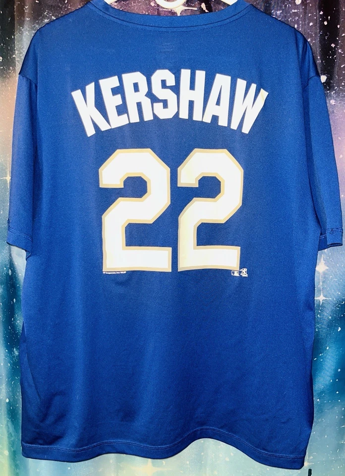 Los Angeles Dodgers Men T-Shirt XL Blue Clayton Kershaw #22 Team Logo Crew Neck - Image 4 of 4