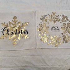 White Foil Gold Christmas Throw Pillow Covers 18X18 Set of 2 NWOT