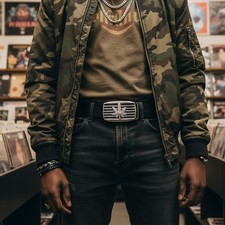 NEW Men Women Silver Black Metal Belt Buckle Marijuana Leaf Cannabis Plant Grass