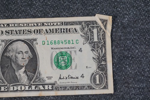 2001 $1 Dollar Note Federal Reserve Error Note Fold Cut - Picture 2 of 6