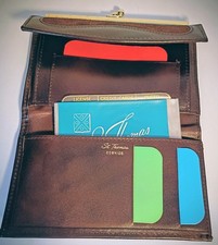 Vintage St. Thomas Cowhide Women's Leather Kiss Clasp Wallet, w/ Coin Purse, New
