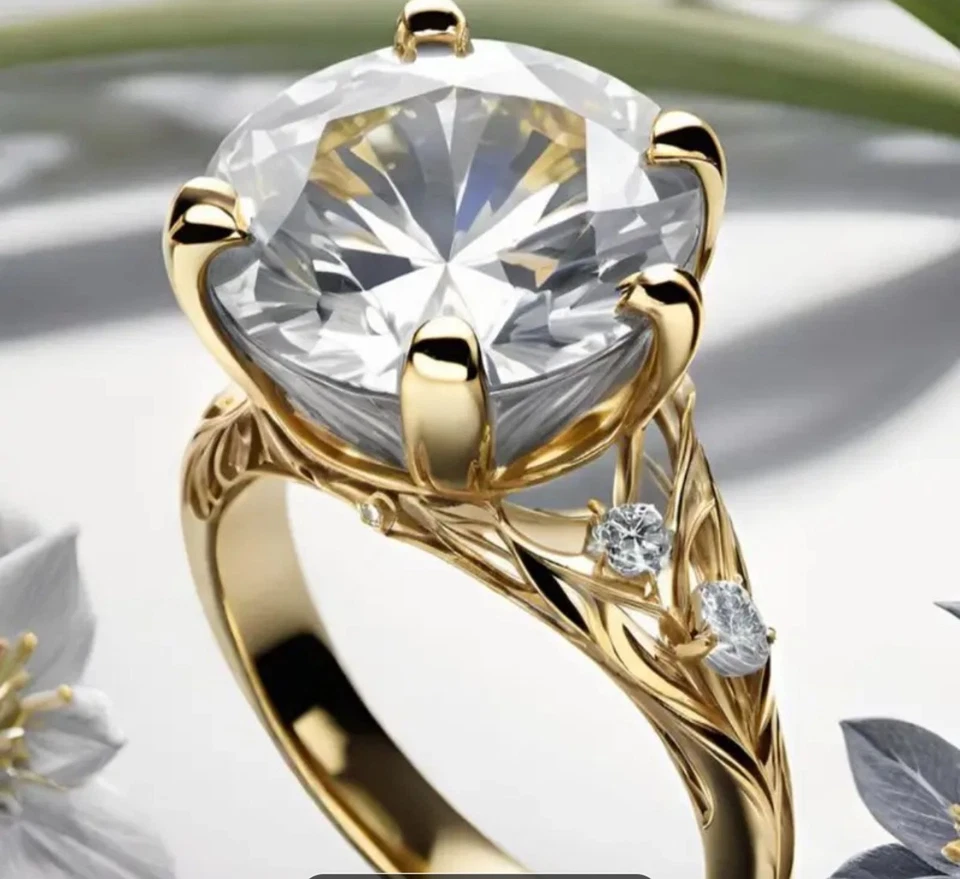 Exklusiver Ring mit 14 Karat Vergoldung & Großem Kristall Gr. 58 Neu - Bild 2 von 2