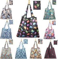 Reusable Grocery Bags - 9 Pack Foldable Heavy Duty Envirosax Tote Bags - Waterpr