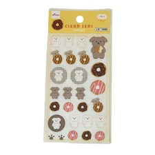 Daiso Sweet Animals Dog Donut Clear Seal Sticker Sheet
