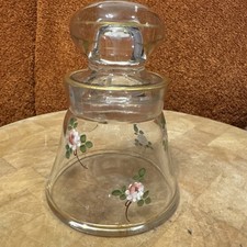 Antique Glass Gold And Pink Perfume Bottle Fl...