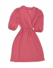 VINTAGE Womens 3/4 Sleeve A-Line Dress UK 12 Medium Pink Floral BC05