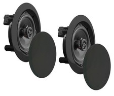 2 NEW Pyle PDIC81RDBK 250W 8 Inch Flush In-Wall In-Ceiling Black Speakers Pair
