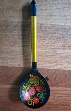 Russischer Chochloma Holzlöffel UdSSR Souvenir Handbemalt ca. 19 cm