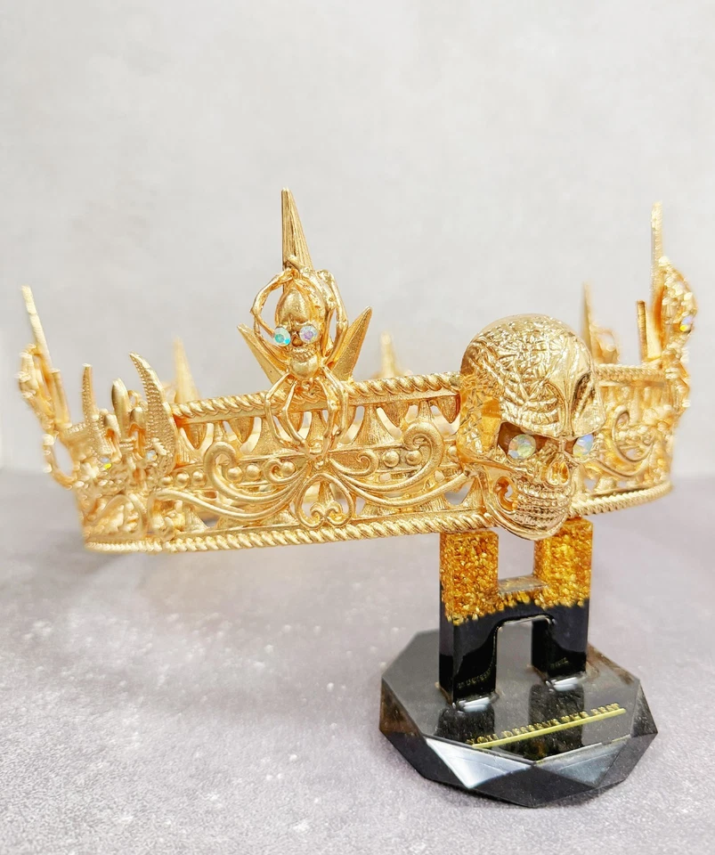 Gold Skull Crown, King Skull Headpiece, Cosplay Costume, Crown of the Damned - Image 4 of 4