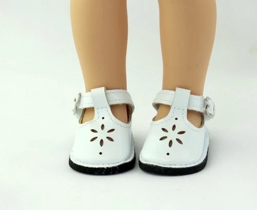 White Mary Jane Dress Shoes Fits 14.5" Wellie Wisher American Girl Doll Shoes