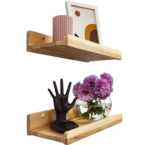 Floating Shelves for Wall 12 inch, Waterproof, Wall Storage 12in set 2 Natural - Image 2 of 4