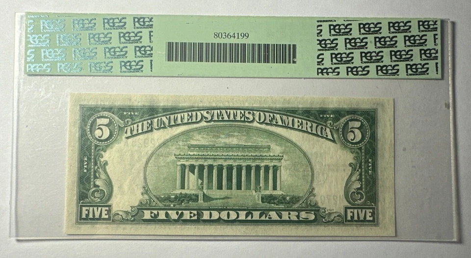 1934-C $5 Federal Reserve Note Wide Face PCGS 66PPQ - Image 2 of 2