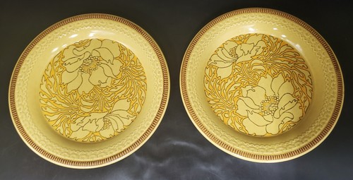 Franciscan Amapola 3 Sizes dinner plates floral on mustard embossed set of 11 *B - Picture 11 of 20